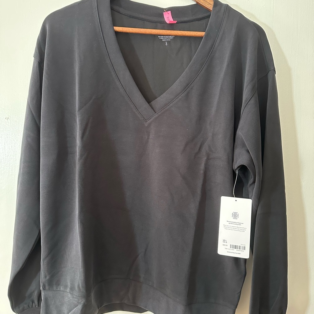 Athleta Charcoal V-Neck Sweatshirt